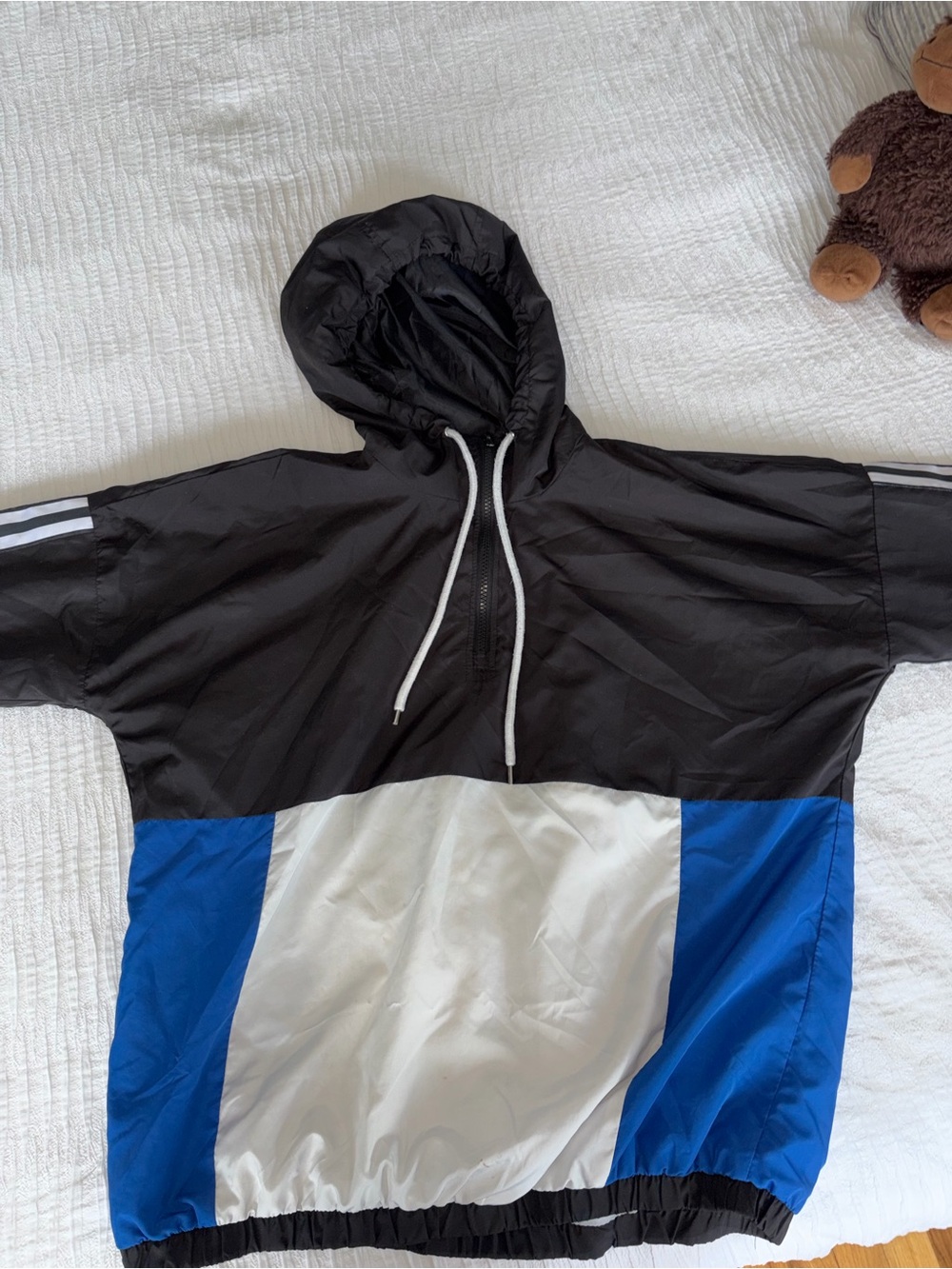 Rue21 Black Hooded Windbreaker with White Drawstrings